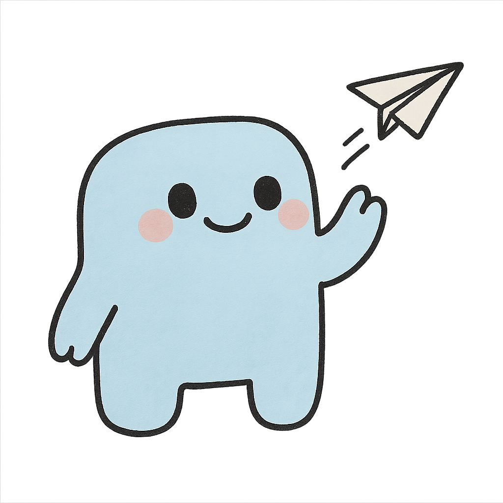 Mascot throwing a paper airplane